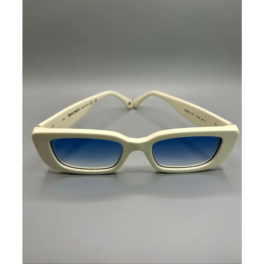 NIB Palm Angels Sunglasses - White Frame, Gradient Blue Lens - Picture 3 of 8